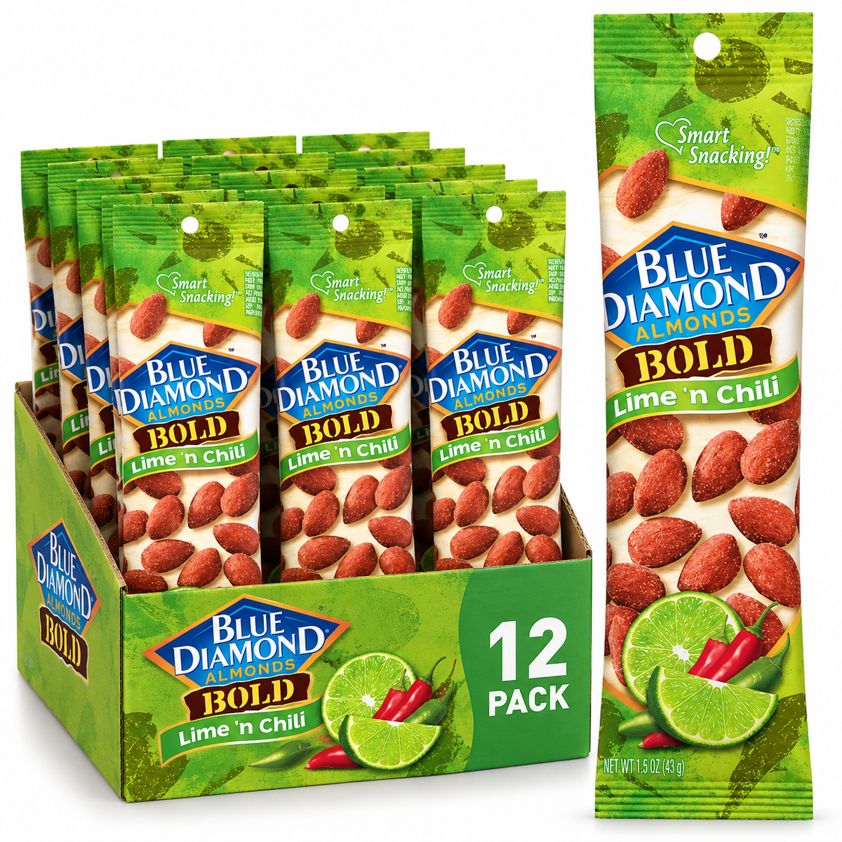 Blue Diamond Almonds, Lime and Chili, 1.5-Ounce Packages (Pack of 12) Blue Diamond Almonds