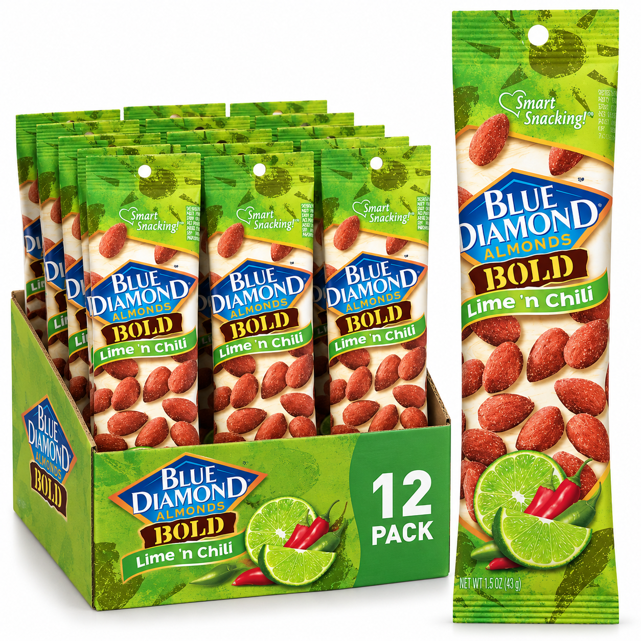 Blue Diamond Almonds, Lime and Chili, 1.5-Ounce Packages (Pack of 12) Blue Diamond Almonds