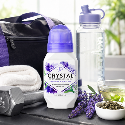 Crystal Essence Mineral Deodorant Roll-On Lavender & White Tea 2.25 oz