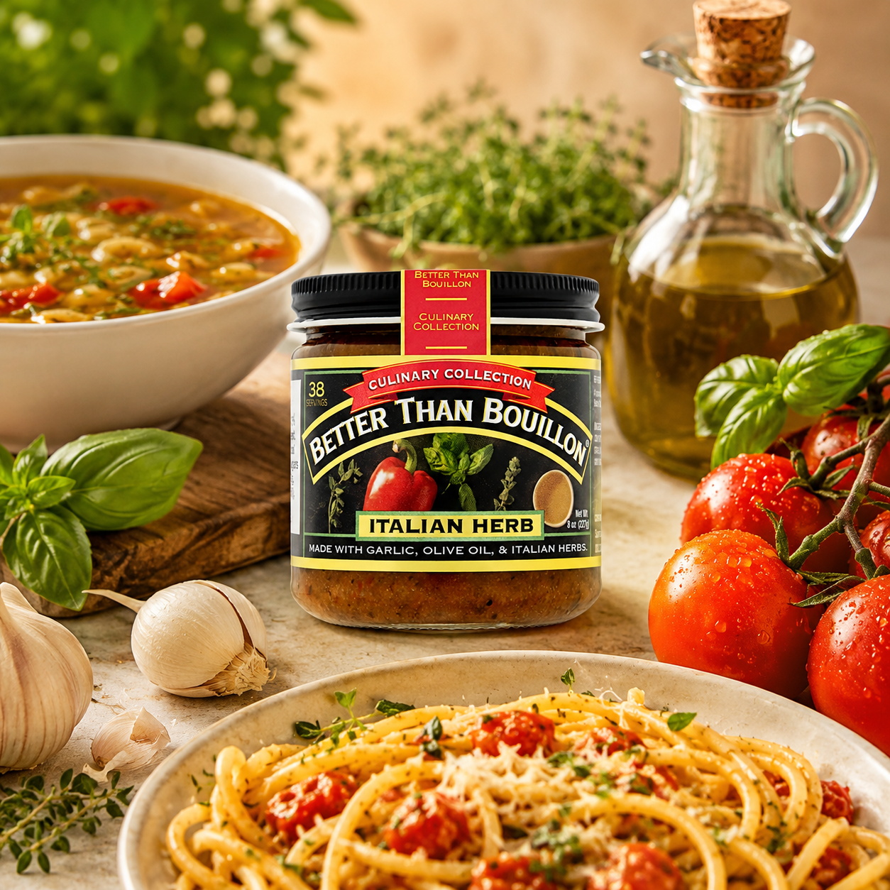 Better Than Bouillon Culinary Collection Base, Italian Herb Base, Contains 38 Servings Per Jar, 8 oz Glass Jar
