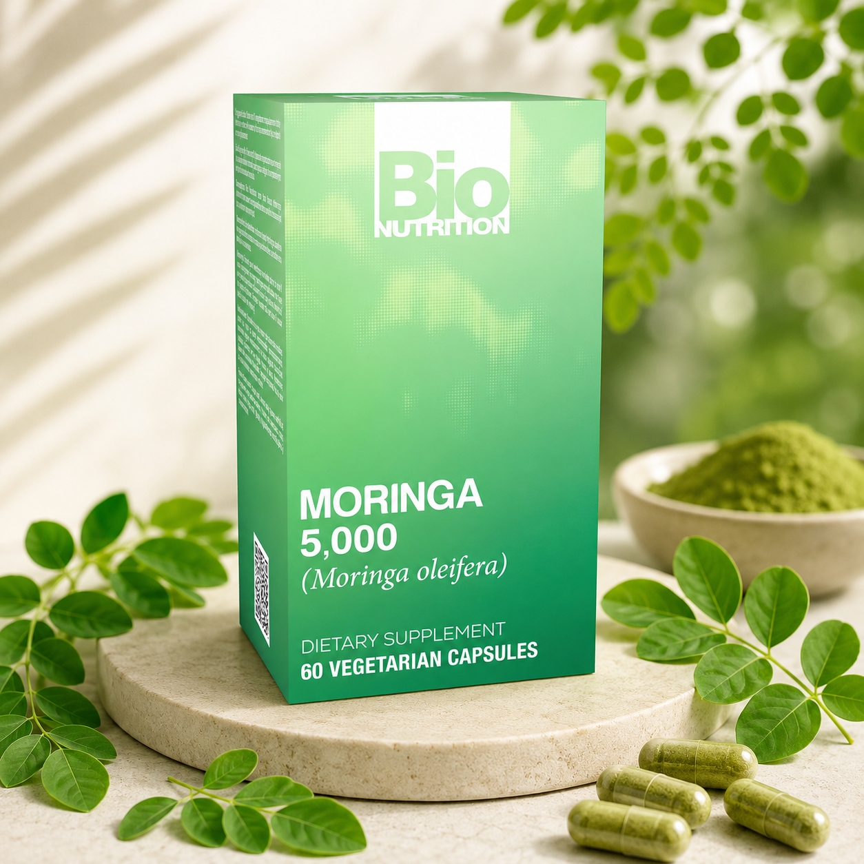 Bio Nutrition Moringa 5000mg 60 Vegetarian Capsules Complete Green Superfood