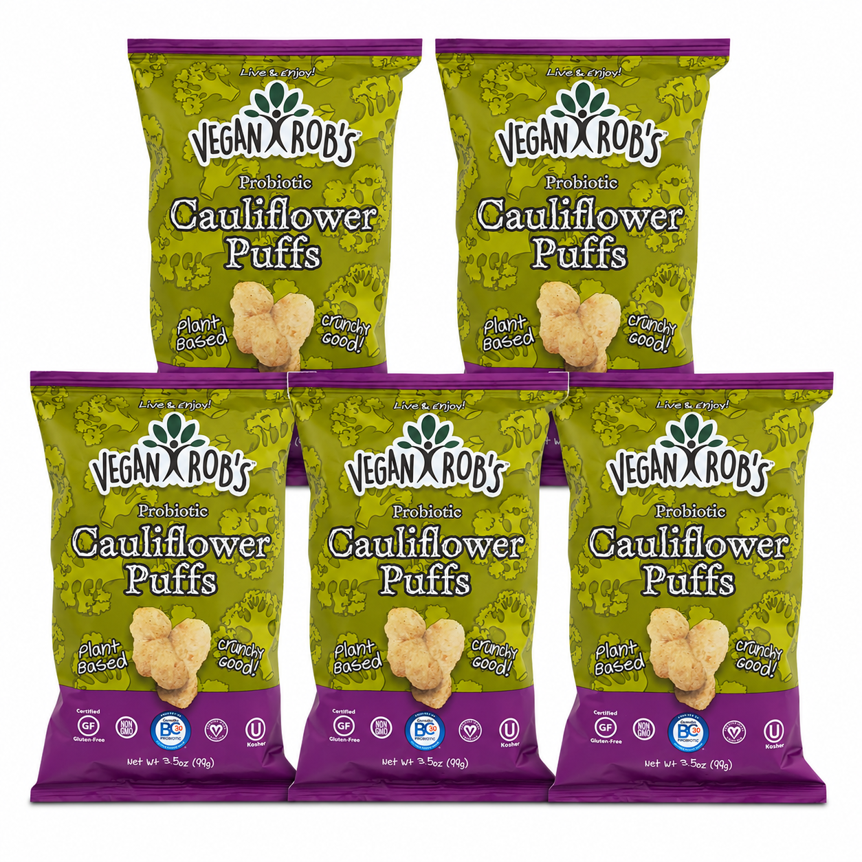 Vegan Rob's Plant Based Probiotic Cauliflower Puffs Gluten Free Kosher 3.5 oz