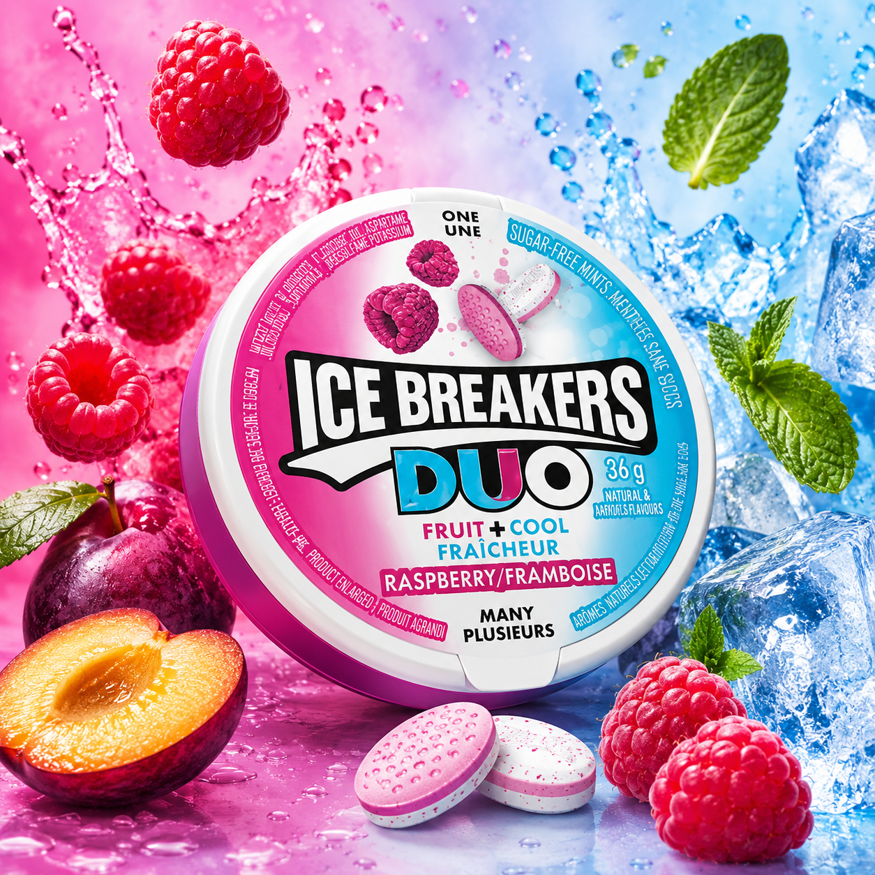 Ice Breakers Duo Raspberry Mints Sugar-Free Breath Mints 1.27 oz