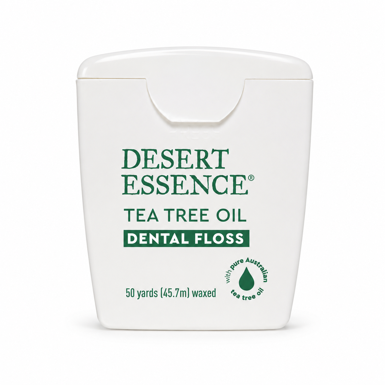 Desert Essence Tea Tree Oil Dental Floss - 50 Yards - Naturally Waxed w/ Beeswax - Thick Flossing No Shred Tape - On The Go - Removes Food Debris Buildup - Cruelty-Free Antiseptic