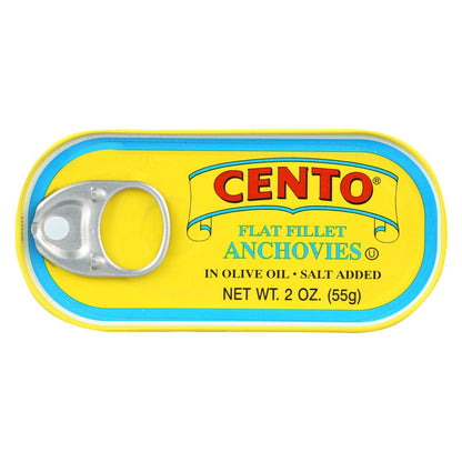 Cento - Flat Fillets of Anchovies in Olive Oil, (3)- 2 oz Tins Cento