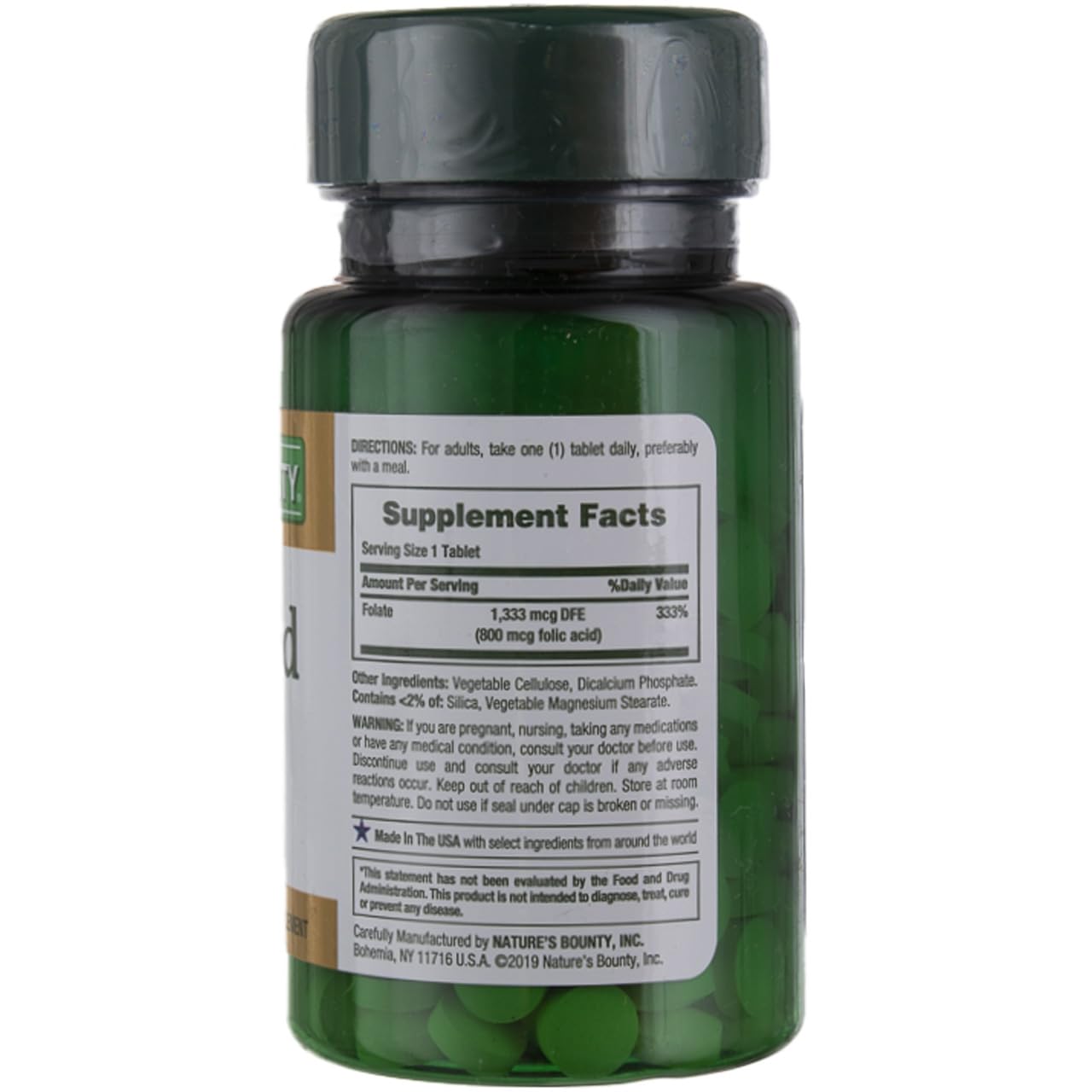 Nature's Bounty Folic Acid 800 mcg Tabs 250 ct