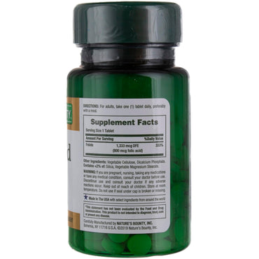 Nature's Bounty Folic Acid 800 mcg Tabs 250 ct