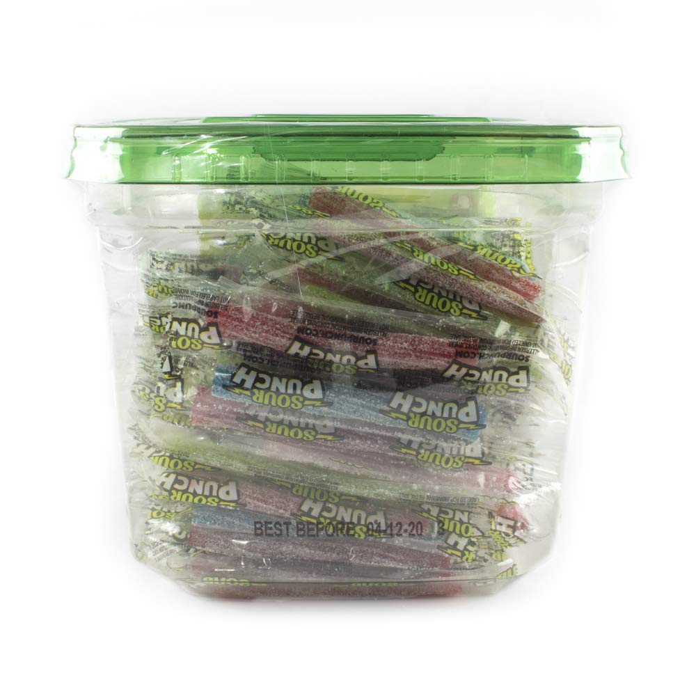 Sour Punch Twists Individually Wrapped Chewy Candy 4 Fruity Flavors 2.59 lb Jar