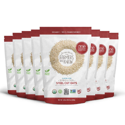 One Degree Organic Foods Sprouted Steel Cut Oats, Non-GMO Oatmeal (Pack of 8) One Degree Organic Foods
