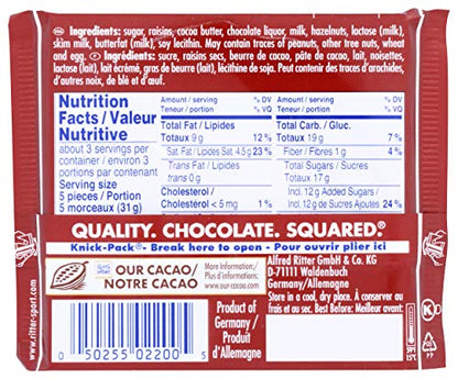 Ritter Sport Raisin & Hazelnut Chocolate Bar 3.5 oz
