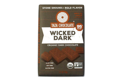 Taza Chocolate Organic Amaze Bar Wicked Dark 95% Stone Ground 2.5 Ounce Vegan