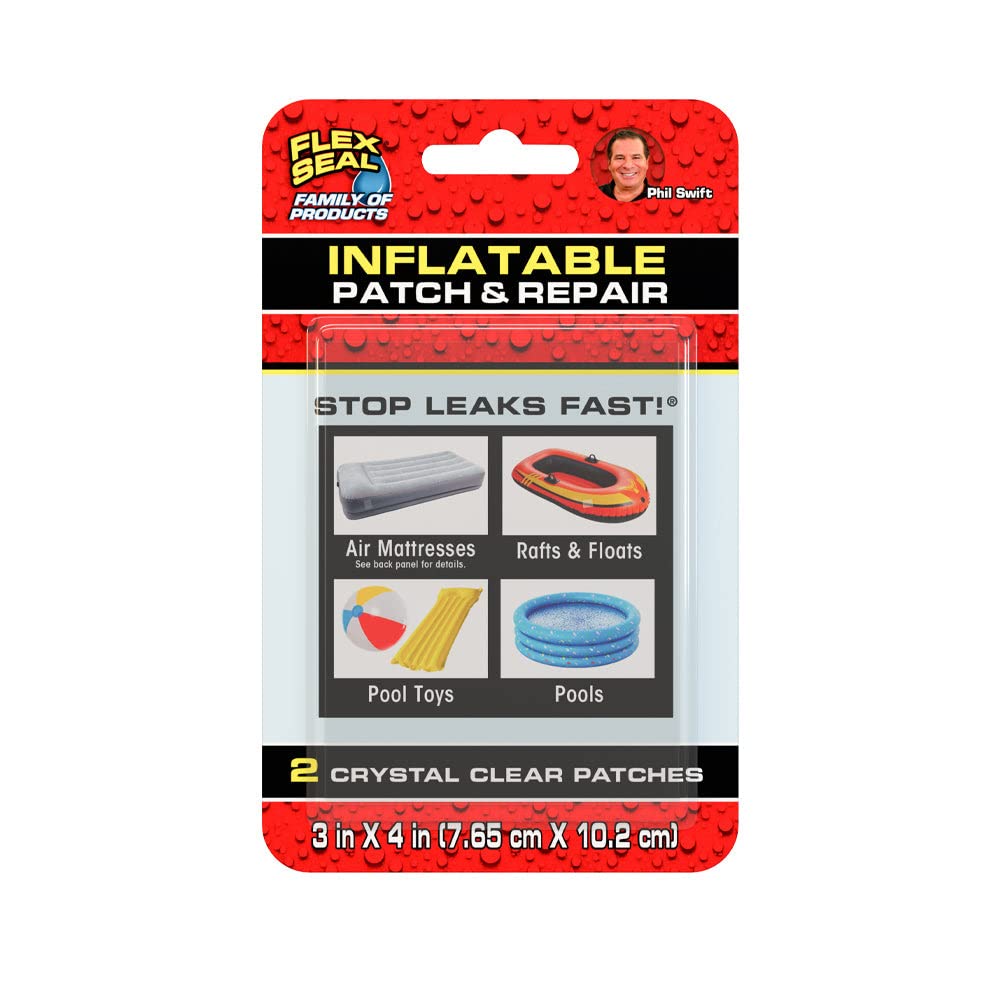 Flex Seal Patch & Repair Kit for Air Mattresses, Rafts, Pool Toys - 2 Clear Flex Seal