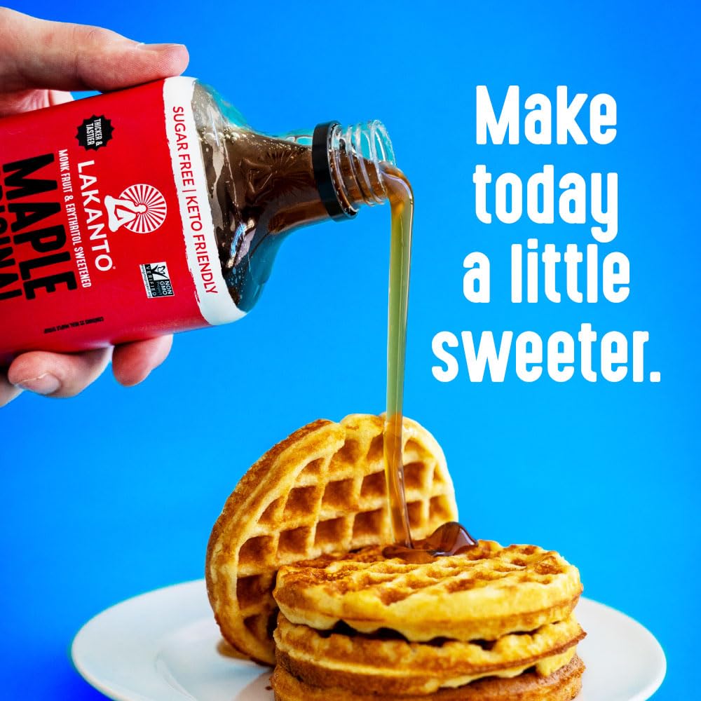 Lakanto Sugar Free Maple Syrup Monk Fruit Sweetener Keto Vegan 1g Net Carbs 13 fl oz (Pack of 2)