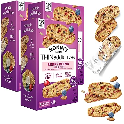 Nonni's THINaddictives Berry Blend Almond Thin Cookies, 4.4 oz (Pack of 3) Nonni's