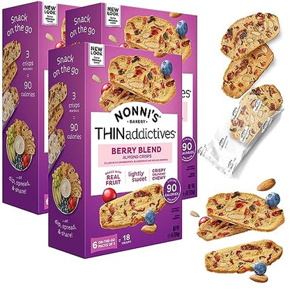 Nonni's THINaddictives Berry Blend Almond Thin Cookies, 4.4 oz (Pack of 3) Nonni's