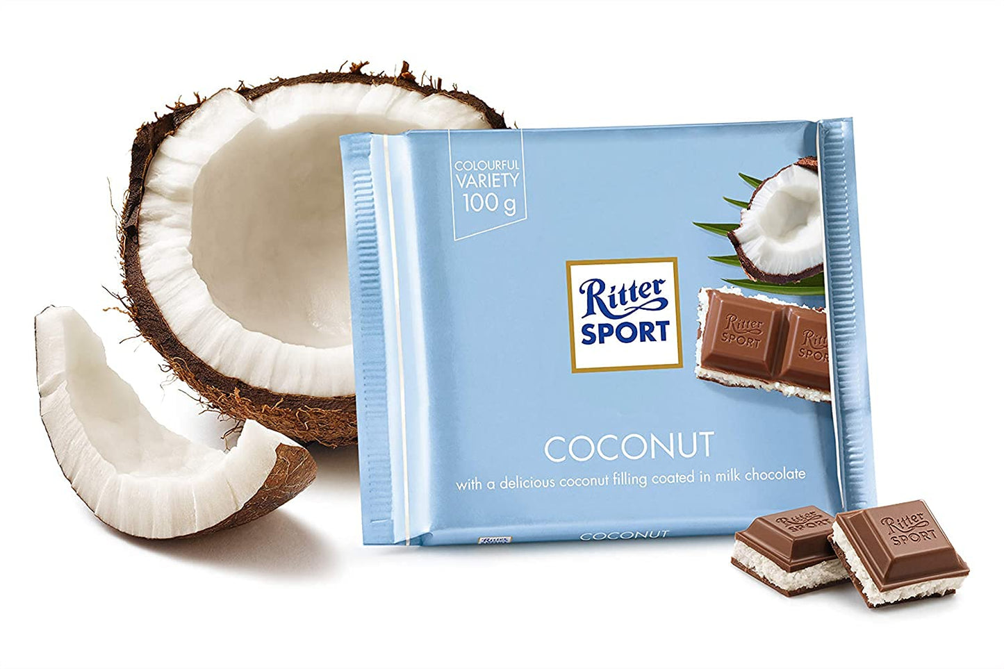 Ritter Sport Coconut Chocolate Bars 3 Count 100g Each