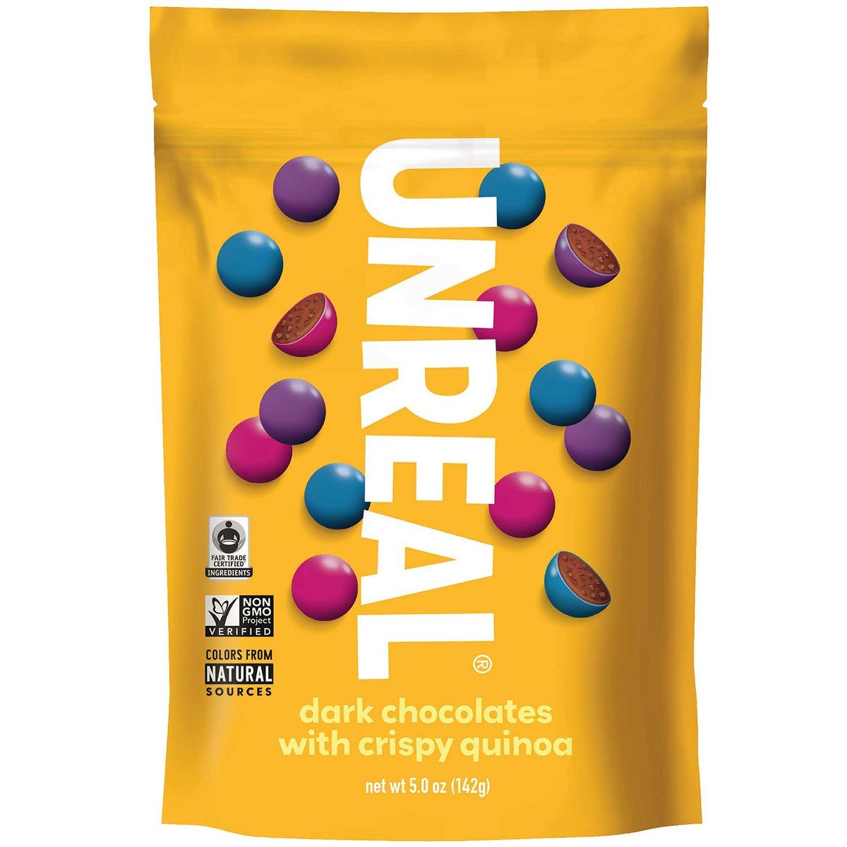 Unreal, Candy Coated Chocolate Crispy Quinoa Gems Bag, 5 oz Unreal
