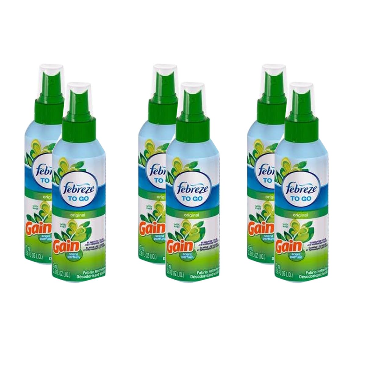 Febreze To Go Fabric Refresher Spray Gain Original Scent 2.8 Ounce (Pack of 6)