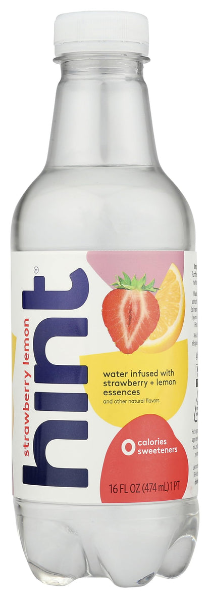 Hint Strawberry + Lemon Infused Water, 16 fl oz (Pack of 12) Hint