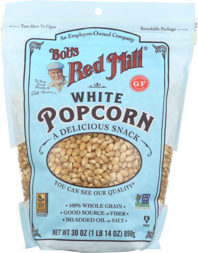 Bob's Red Mill Whole White Popcorn Resealable 30 Ounce (Pack of 2)