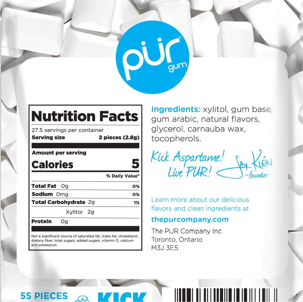 PUR Gum Peppermint Chewing Gum 2.72 Ounce (Pack of 2)