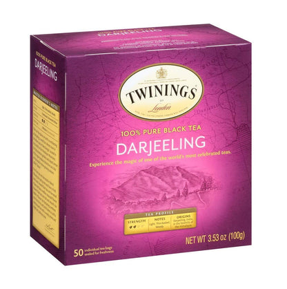 Twinings Darjeeling Black Tea Individually Wrapped Tea Bags 50 Count Less Caffeine