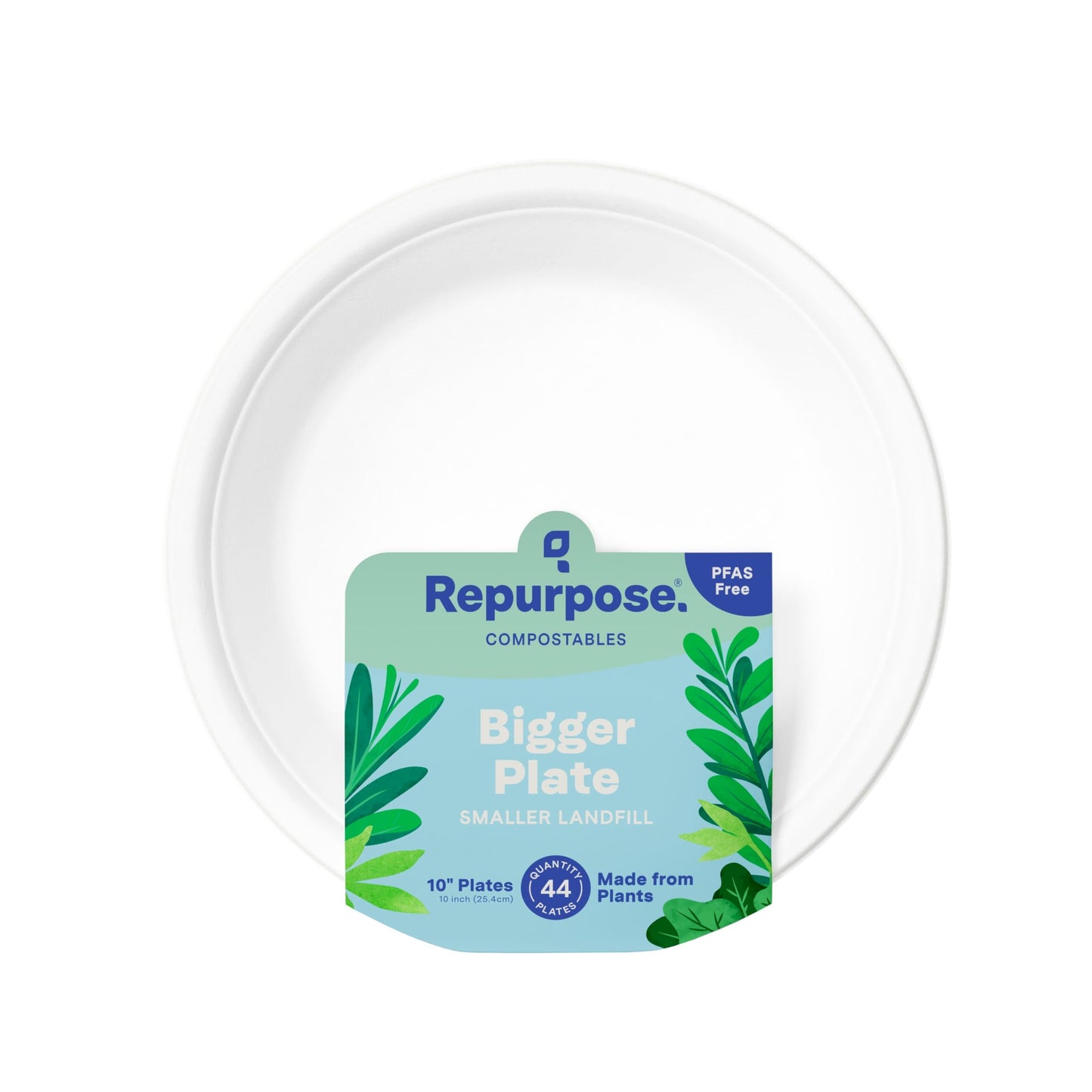 Repurpose Compostable Plates 10in, 44 Count Repurpose