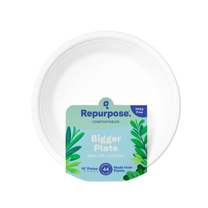 Repurpose Compostable Plates 10in, 44 Count Repurpose