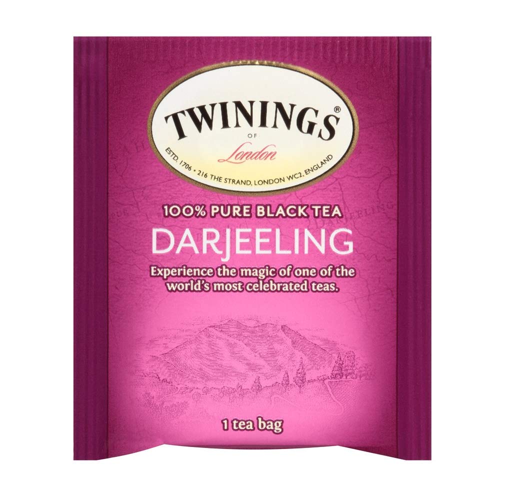 Twinings Darjeeling Black Tea Individually Wrapped Tea Bags 50 Count Less Caffeine