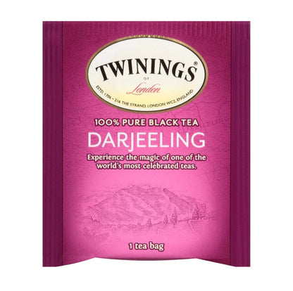 Twinings Darjeeling Black Tea Individually Wrapped Tea Bags 50 Count Less Caffeine