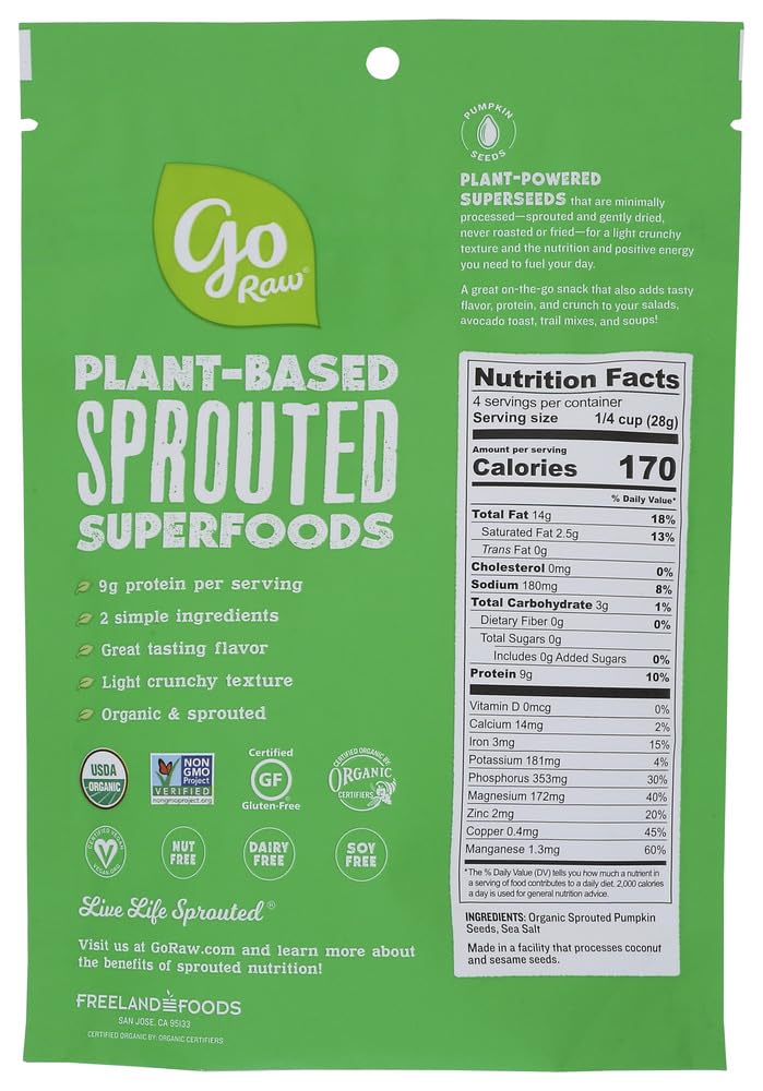 Go Raw Sprouted Go Raw Sprouted Pumpkin Seeds with Sea Salt 4Oz