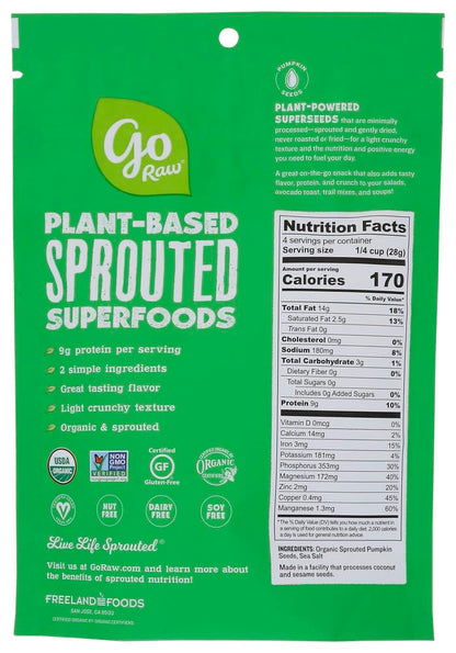 Go Raw Sprouted Go Raw Sprouted Pumpkin Seeds with Sea Salt 4Oz
