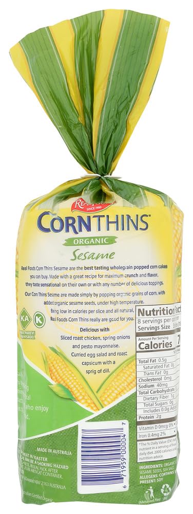 REAL FOODS CORN THIN SESAME ORG, 5.3 OZ (6 pack)