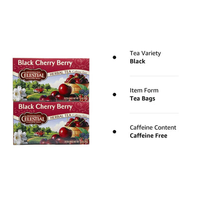 Celestial Seasonings Black Cherry Berry Tea 20 Count (Pack of 2) Tea Bags