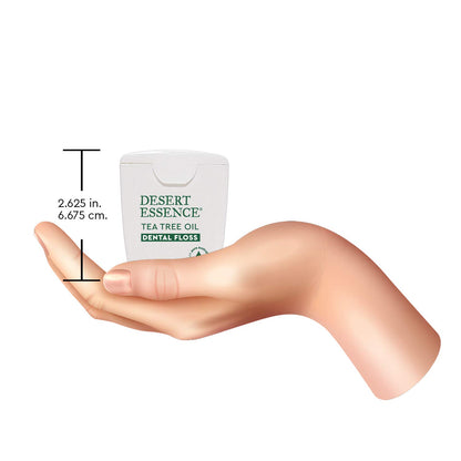 Desert Essence Tea Tree Oil Dental Floss - 50 Yards - Naturally Waxed w/ Beeswax - Thick Flossing No Shred Tape - On The Go - Removes Food Debris Buildup - Cruelty-Free Antiseptic