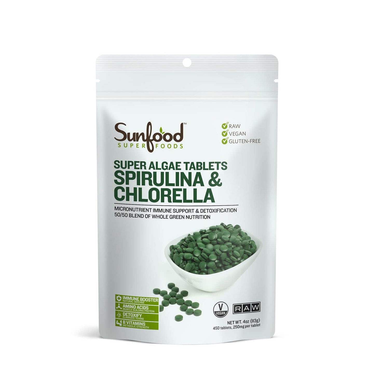 Sunfood Chlorella Spirulina Tablets, 4 oz Sunfood Superfoods