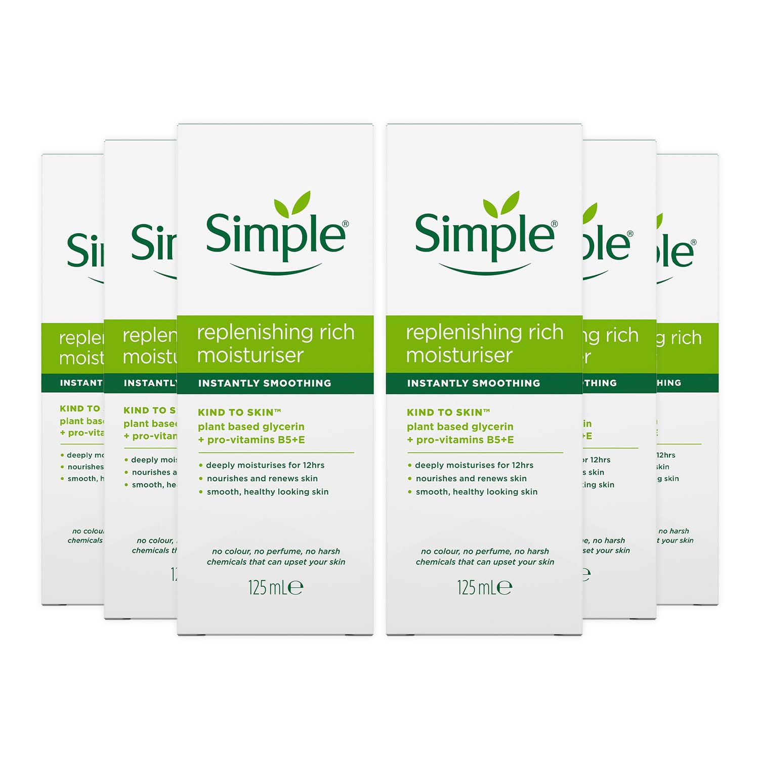 6 x Simple Kind to Skin Replenishing Rich Moisturiser 125 mL Simple