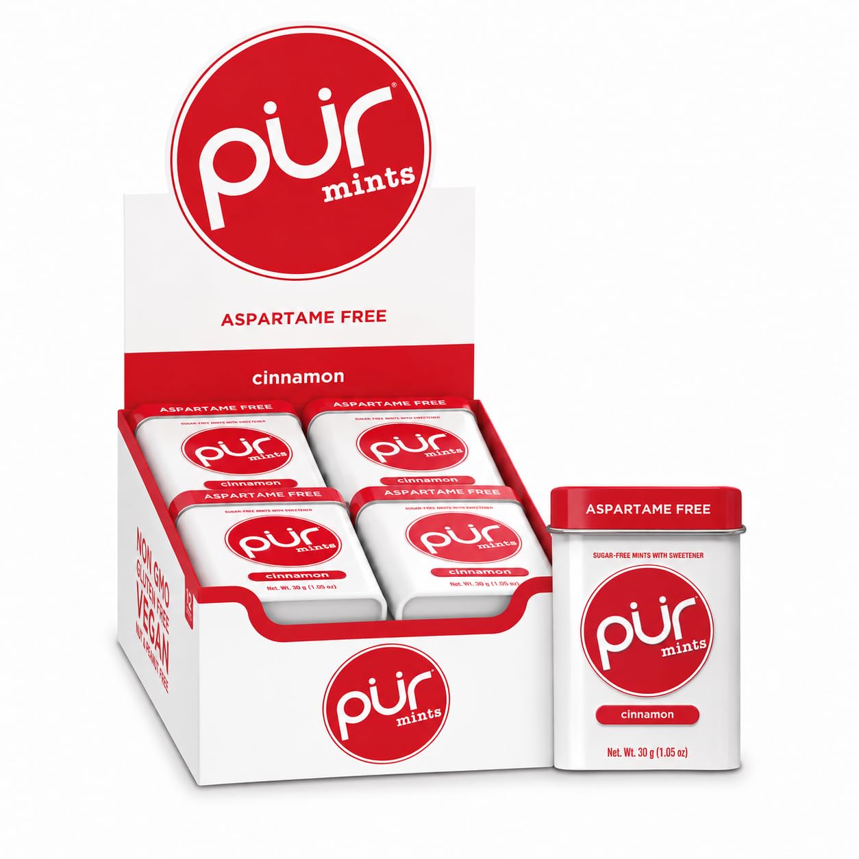 PUR Mints - Aspartame-Free - Made with Xylitol - Sugar-Free (Pack of 12) PUR Mints