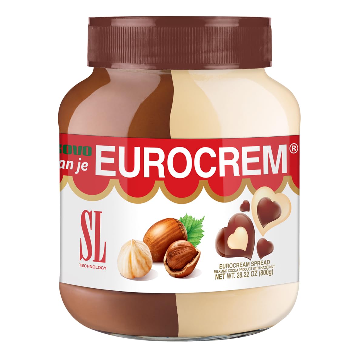 Eurocrem Hazelnut Milk and Cocoa Spread 800g Eurocrem