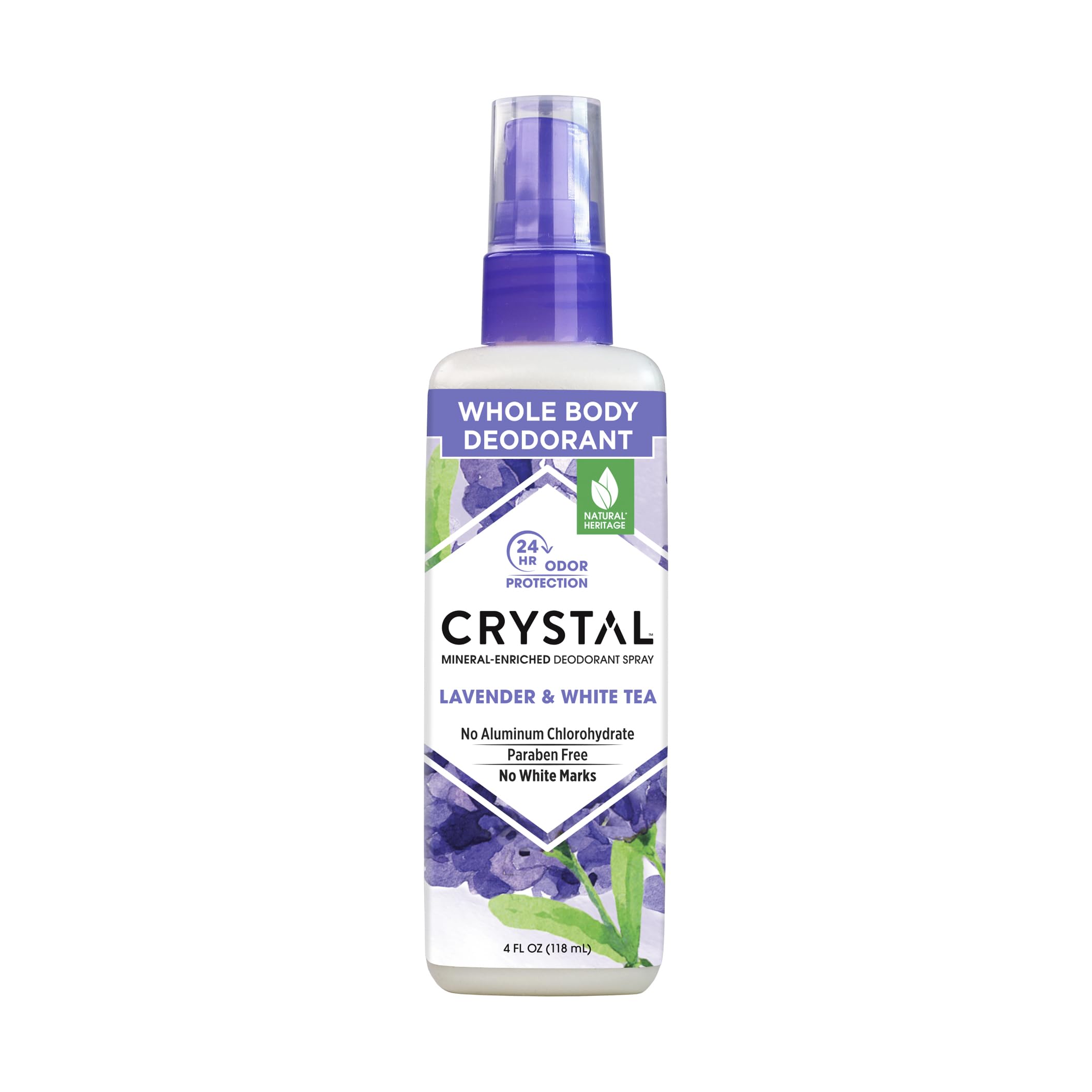 Crystal Essence All Over Body Deodorant Mineral Deodorant Body Spray Lavendar & White Tea 4 oz