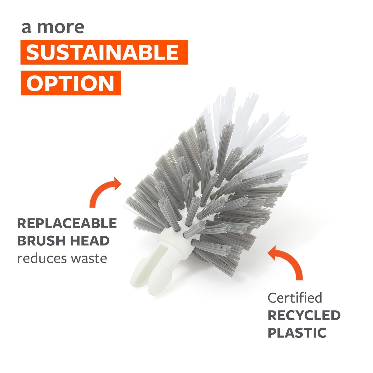 Full Circle Clean Reach Bottle Brush Replacement Head Long Handle
