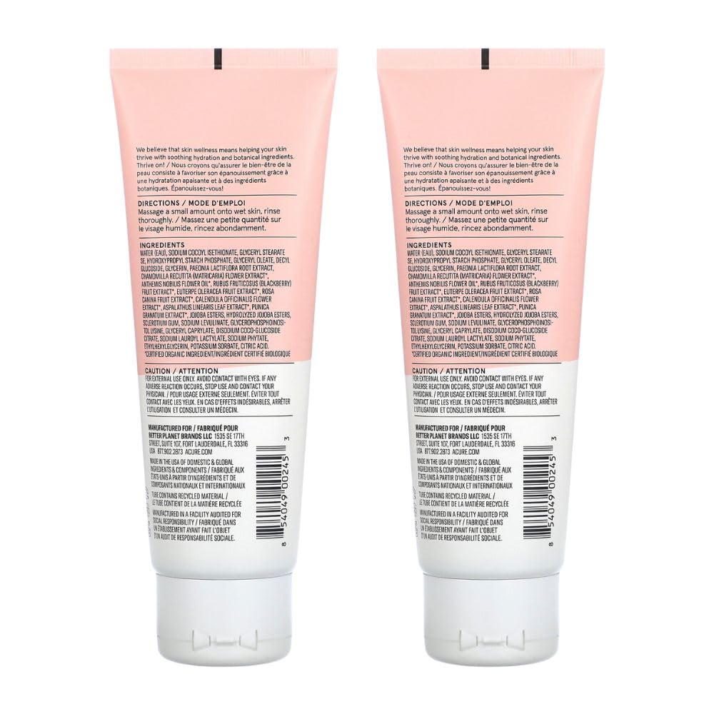 Acure Seriously Soothing Cleansing Cream 4 fl oz (Pack of 2)