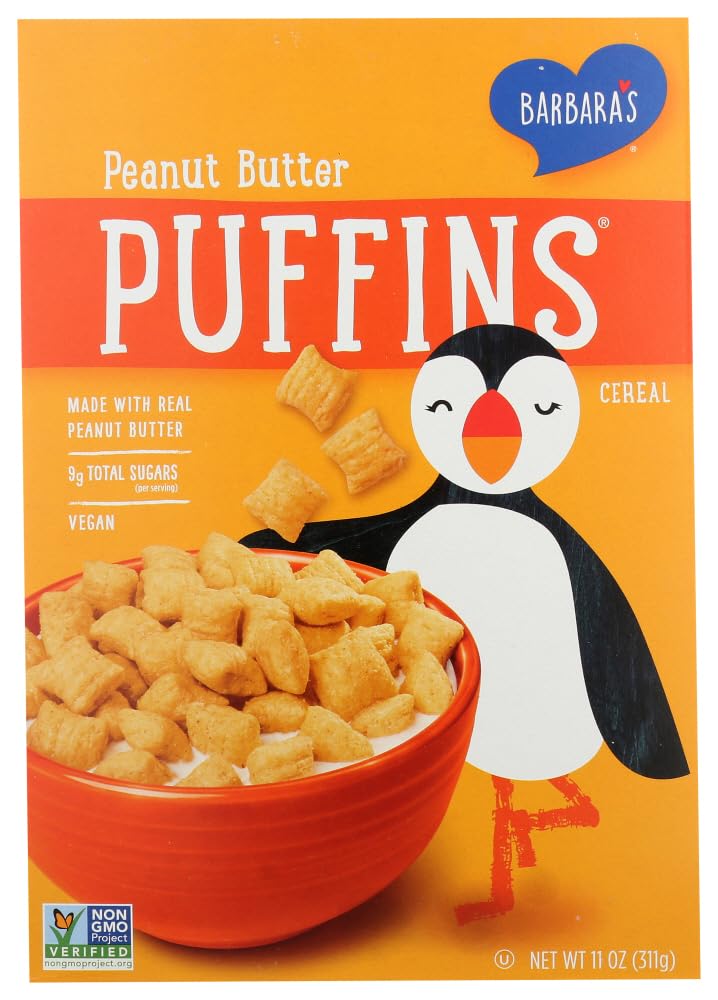Barbaras Bakery Peanut Butter Puffins Cereal (Pack of 2) Barbara's Bakery