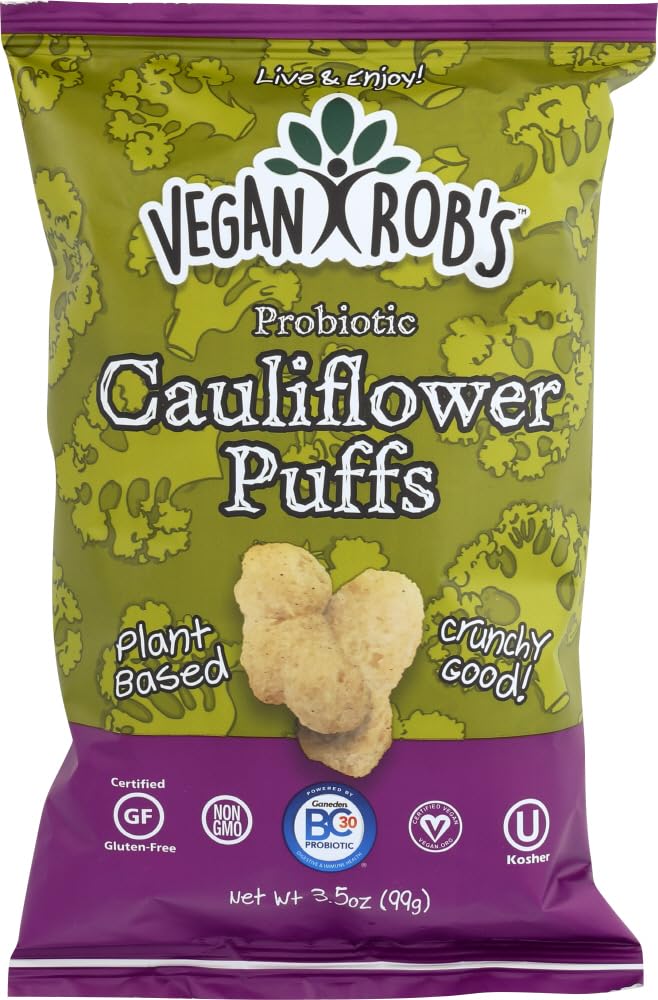 Vegan Rob's Probiotic Cauliflower Puffs, 3.5 oz (Pack of 3) Vegan Rob's