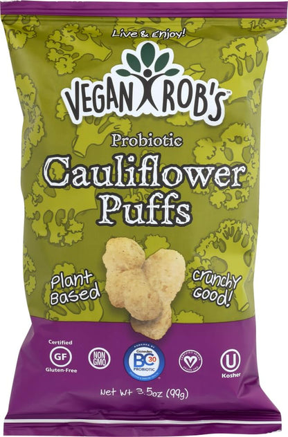Vegan Rob's Probiotic Cauliflower Puffs, 3.5 oz (Pack of 3) Vegan Rob's