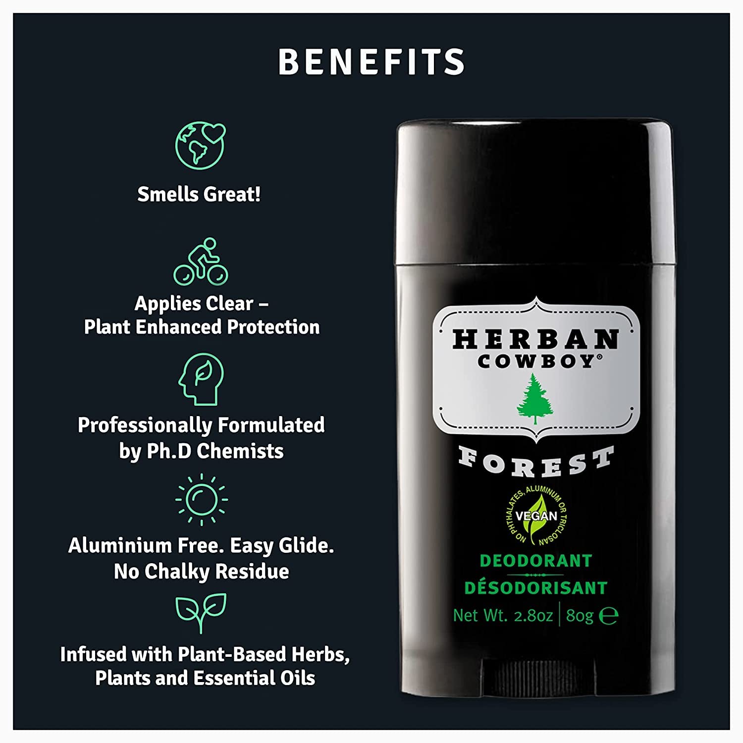 Herban Cowboy Forest Deodorant Maximum Protection 2.8 Ounce (Pack of 3)