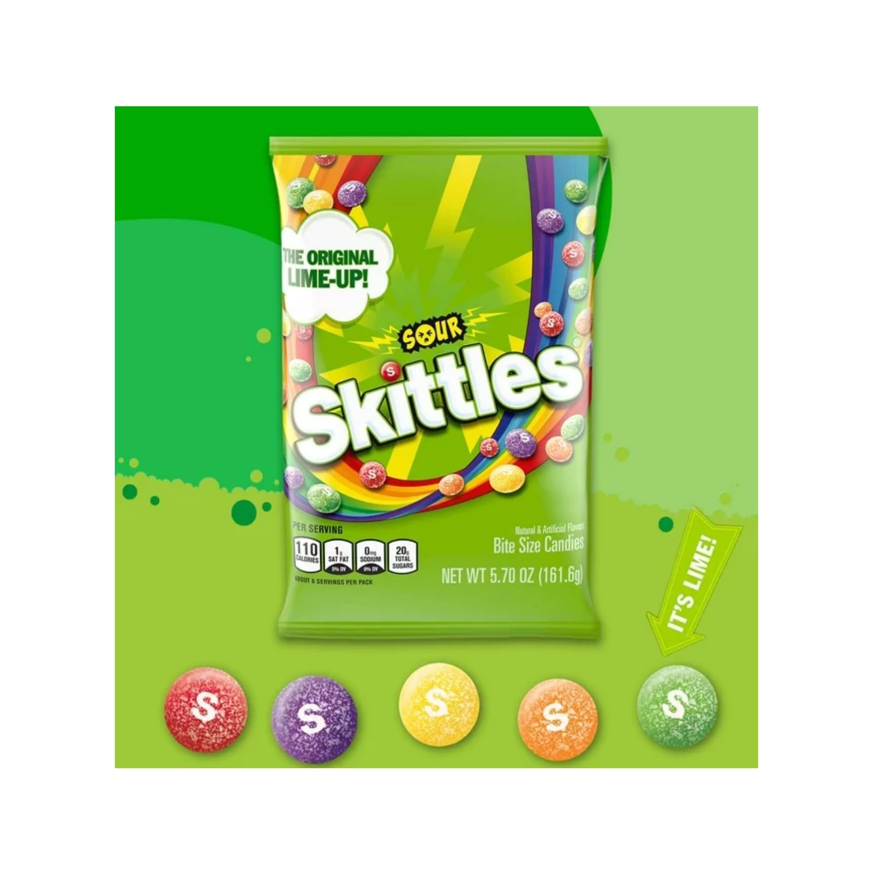 Skittles Sours Candy (Pack of 2) Sour Outside Sweet Inside Bite Size Strawberry Grape Orange Lemon Lime