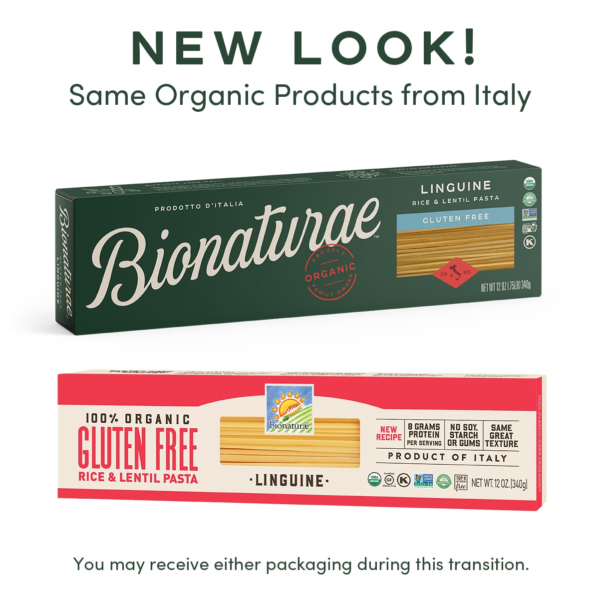Bionaturae Linguine Pasta Noodles Linguine Rice & Lentil Pasta 12 Oz