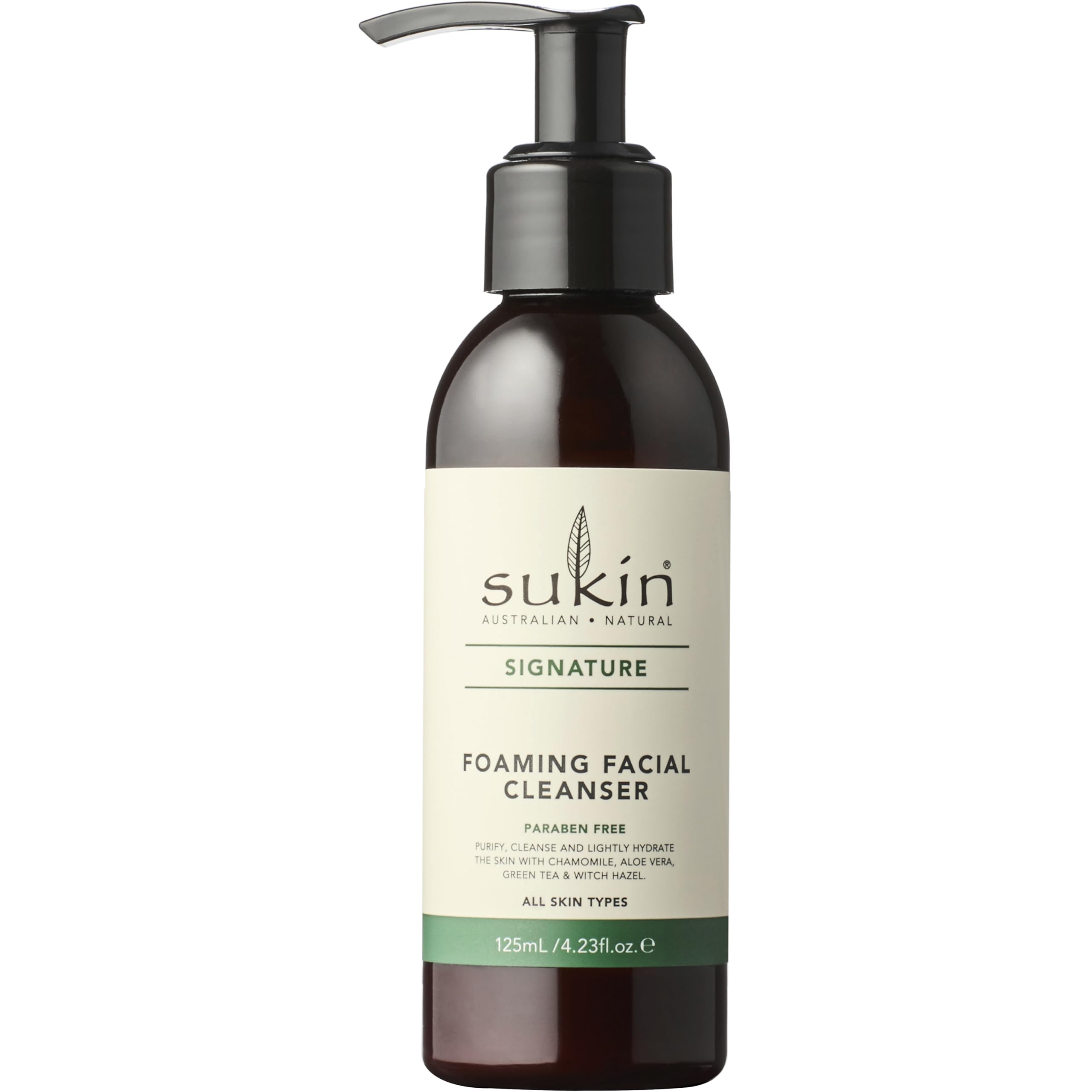 Sukin Aloe Vera Signature Facial Cleanser Foaming Face Wash with Calming 4.23 Oz