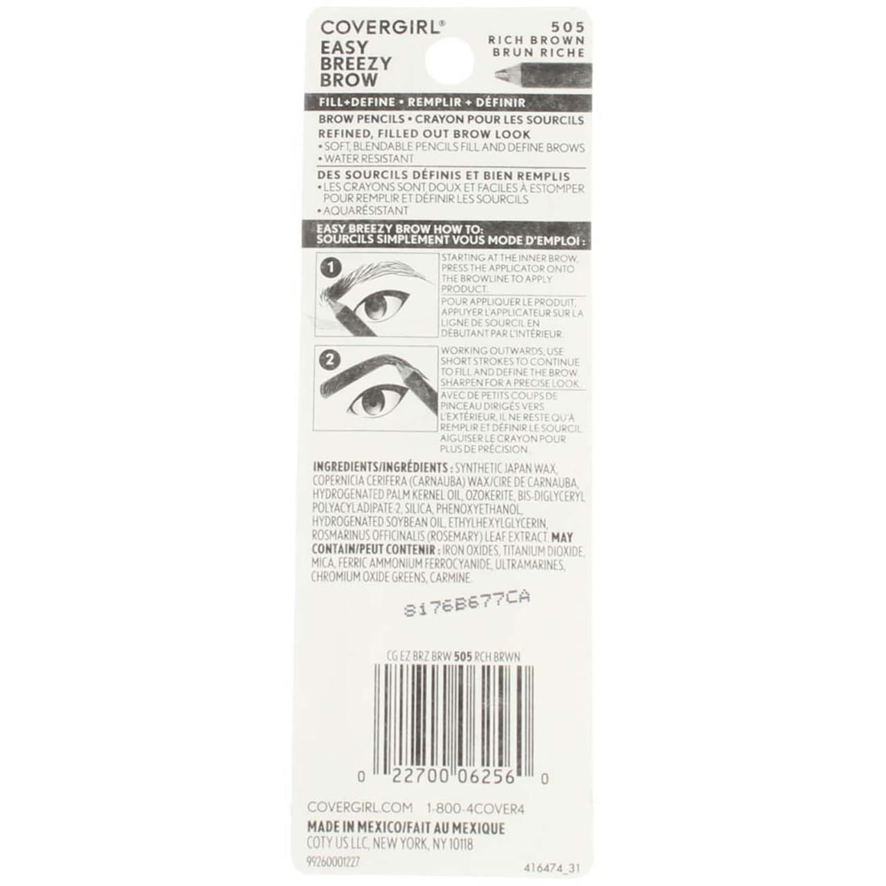 COVERGIRL Easy Breezy Brow Fill+Define Pencil Rich Brown
